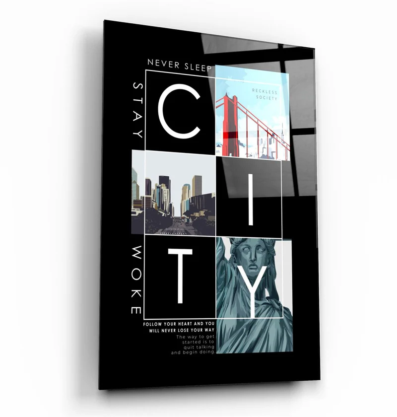 ・"City - Never Sleep"・Glass Wall Art