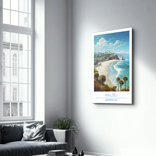 Malibu-California USA-Travel Posters | Glass Wall Art - Image 2