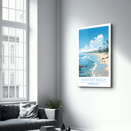 New Port Beach California-Travel Posters | Glass Wall Art - Image 2