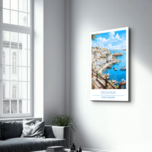 Brixham-Devon England-Travel Posters | Glass Wall Art - Image 2