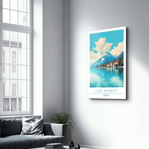 Lake Annecy France-Travel Posters | Glass Wall Art - Image 2