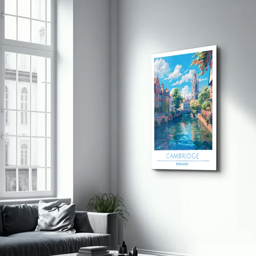 Cambridge England-Travel Posters | Glass Wall Art - Image 2