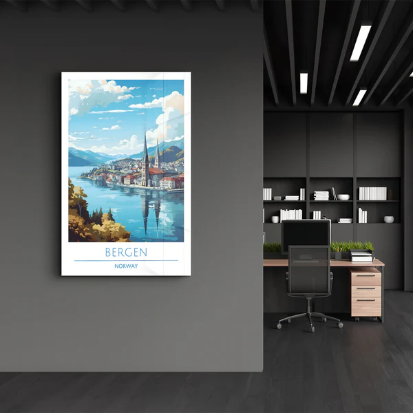 Bergen Norway-Travel Posters | Glass Wall Art - Image 3