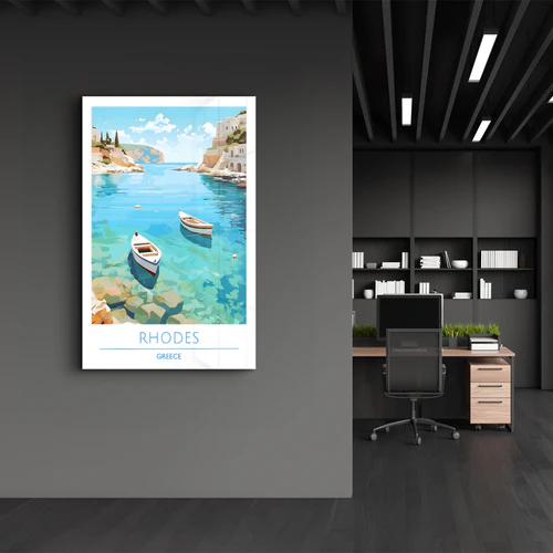 Rhodes Greece-Travel Posters | Glass Wall Art - Image 3