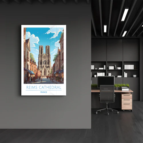 Reims Cathedral France-Travel Posters | Glass Wall Art - Image 2