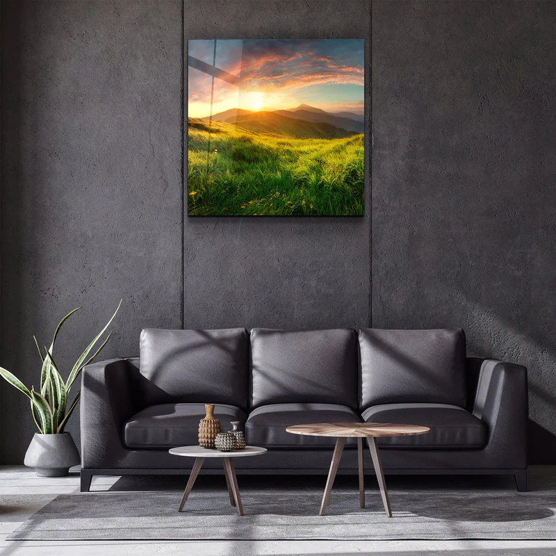 ・"Sunset Mountain"・Glass Wall Art - Image 2