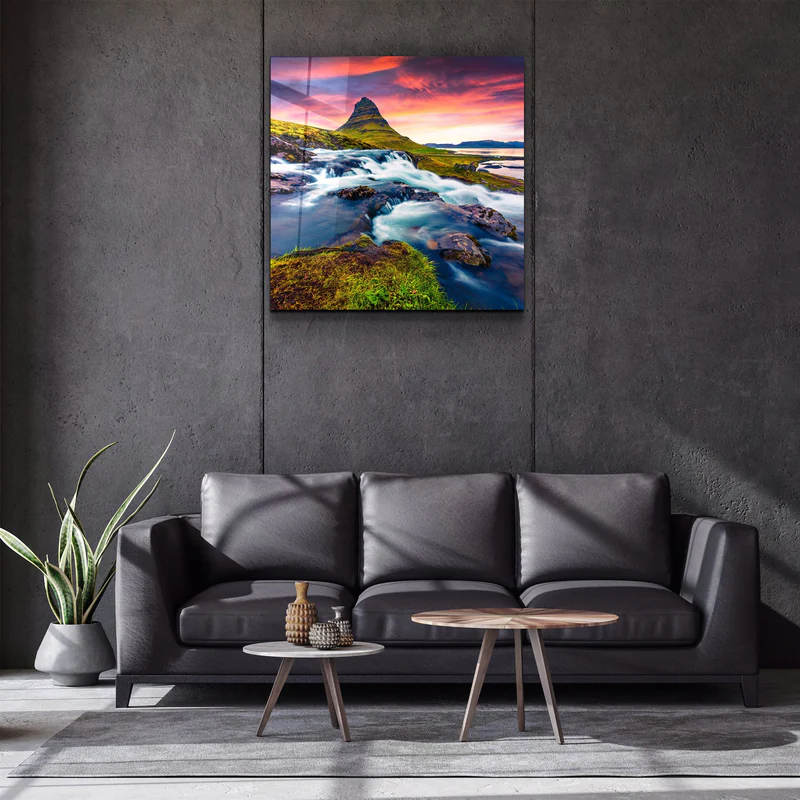・"Mountain River Landscape"・Glass Wall Art - Image 2