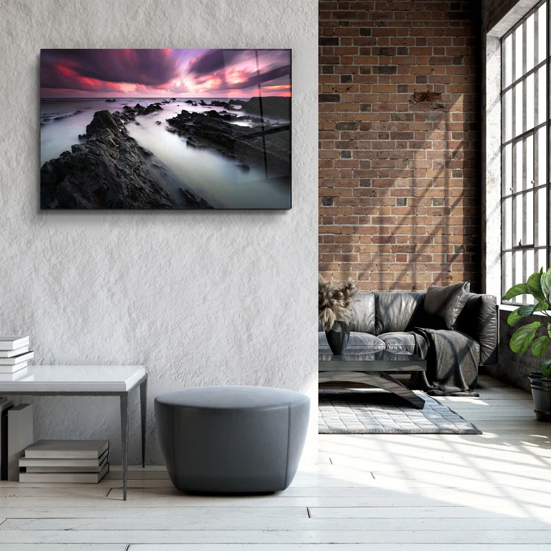 ・"Sunset Landscape"・Glass Wall Art - Image 2