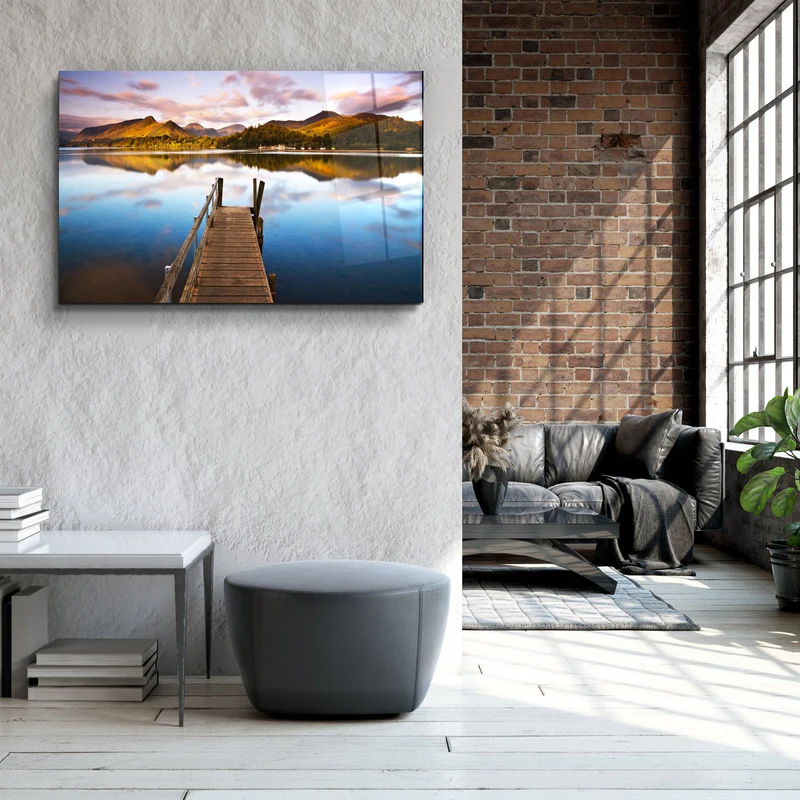 ・"Lake Landscape"・Glass Wall Art - Image 3