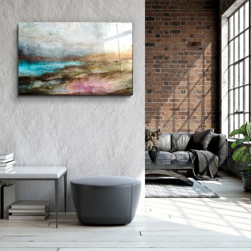 ・"Abstract Lake"・Glass Wall Art - Image 3