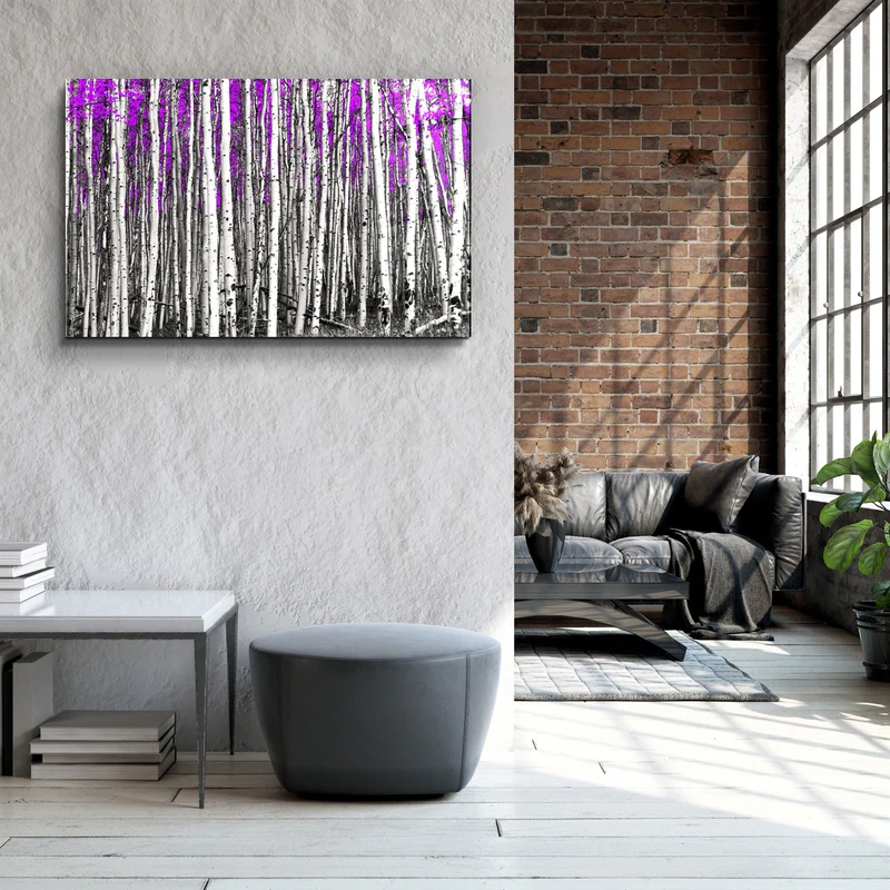 ・"Abstract White Trees V3"・Glass Wall Art - Image 3