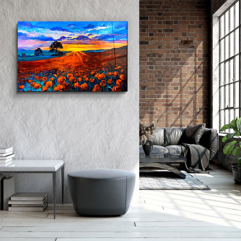 ・"Oil Sunset"・Glass Wall Art - Image 3