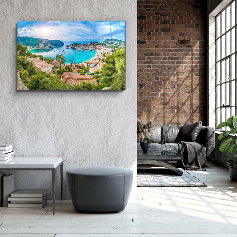 ・"Panoramic view of Porte de Soller, Palma Mallorca, Spain"・Glass Wall Art - Image 3