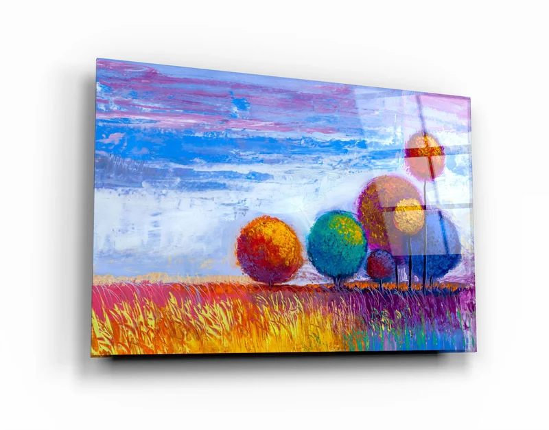 ・"Colorful Trees"・Glass Wall Art