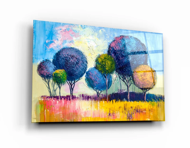 ・"Pompom Trees"・Glass Wall Art