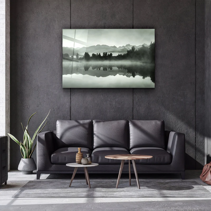 ・"Foggy Lake"・Glass Wall Art - Image 3