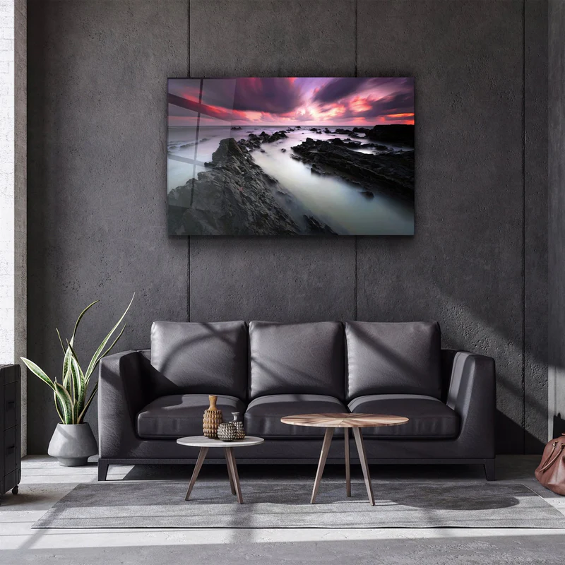 ・"Sunset Landscape"・Glass Wall Art - Image 3