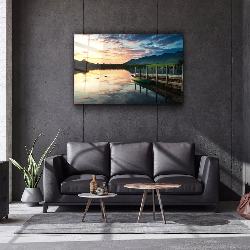 ・"Lake Landscape"・Glass Wall Art - Image 2