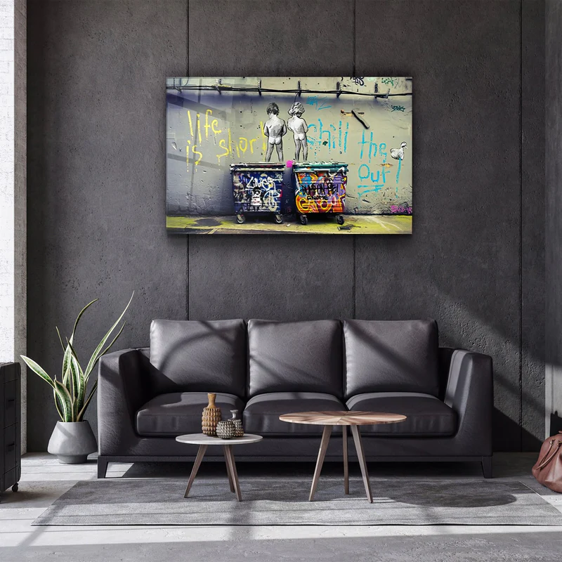 ・"Banksy - Street Art"・Glass Wall Art - Image 2
