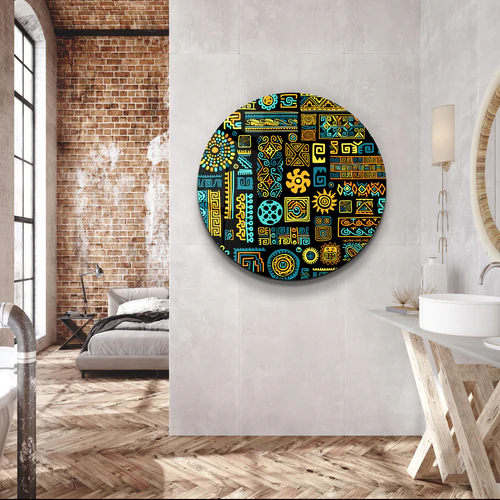 ・"Signs Black BLue"・Rounded Glass Wall Art - Image 2