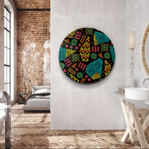 ・"Ethnica 2"・Rounded Glass Wall Art - Image 2