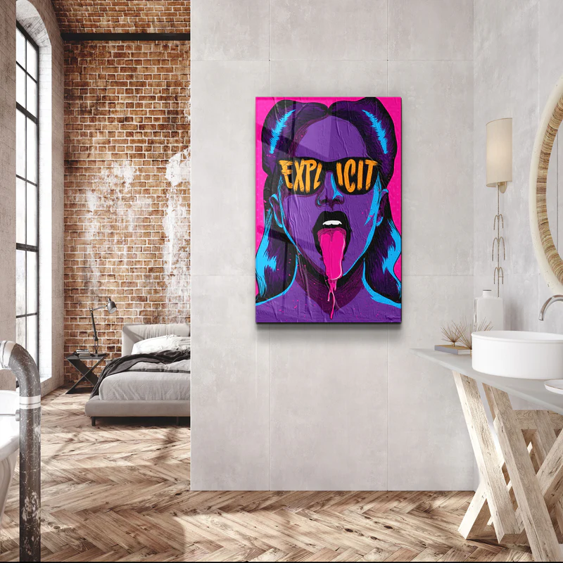 ・"Explicit - Purple"・Designer's Collection Glass Wall Art - Image 3