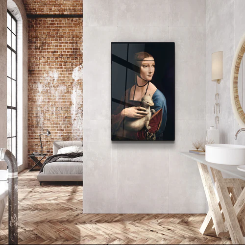 ・"Leonardo da Vinci's Lady with an Ermine (1490)"・Glass Wall Art - Image 2