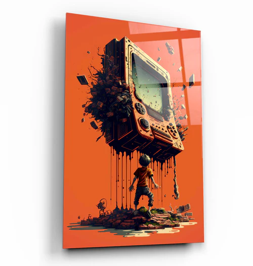・"Gamer Boy Adventure"・Secret World Collection Glass Wall Art