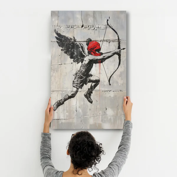 Eros&Love Banksy Style | Designers Collection Glass Wall Art - Image 3