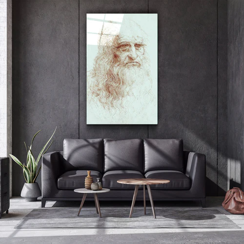 ・"Leonardo da Vinci's Self-portrait (1512)"・Glass Wall Art - Image 2