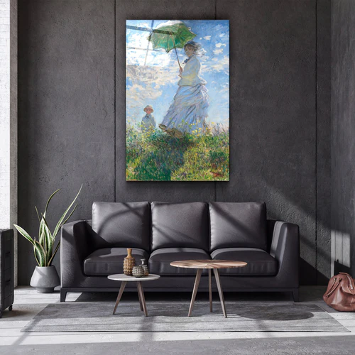 ・"Woman with a Parasol, Madame Monet and Her Son (1875) by Claude Monet"・Glass Wall Art - Image 3