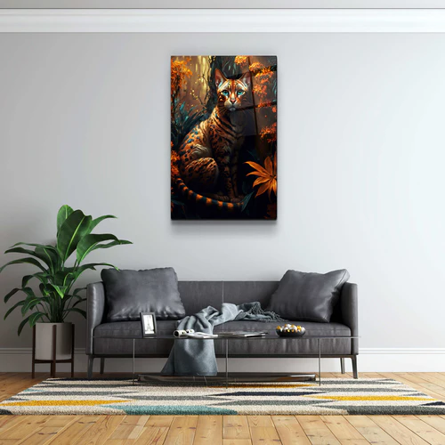 ・"Forest Cat"・Secret World Collection Glass Wall Art - Image 3