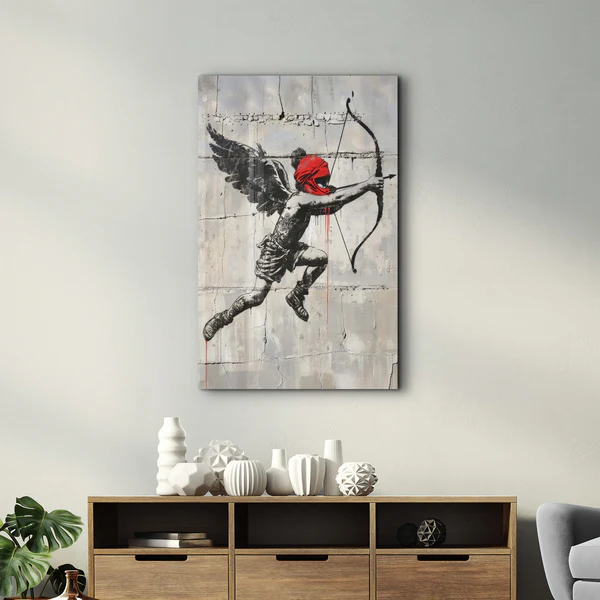 Eros&Love Banksy Style | Designers Collection Glass Wall Art - Image 2
