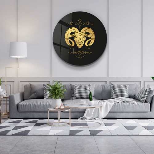 ・"Zodiac Signs - Aries"・Rounded Glass Wall Art - Image 3