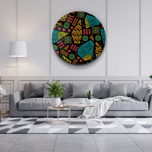 ・"Ethnica 2"・Rounded Glass Wall Art - Image 3