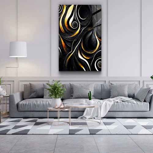 ・"Golden Black Wood"・Secret World Collection Glass Wall Art - Image 3