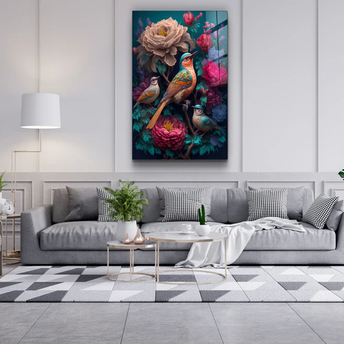 ・"Birds of the Secret Garden"・Secret World Collection Glass Wall Art - Image 3