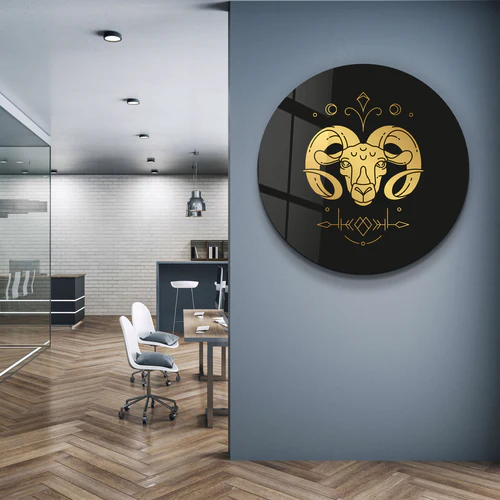 ・"Zodiac Signs - Aries"・Rounded Glass Wall Art - Image 2
