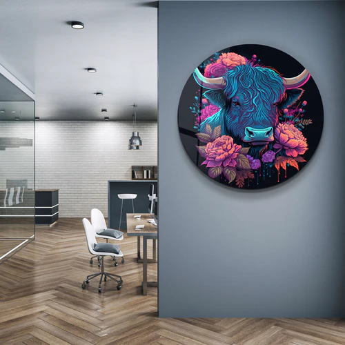 ・"BabyBull"・Rounded Glass Wall Art - Image 2