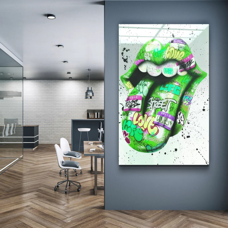 ・"Tongue - Green"・Designer's Collection Glass Wall Art - Image 2