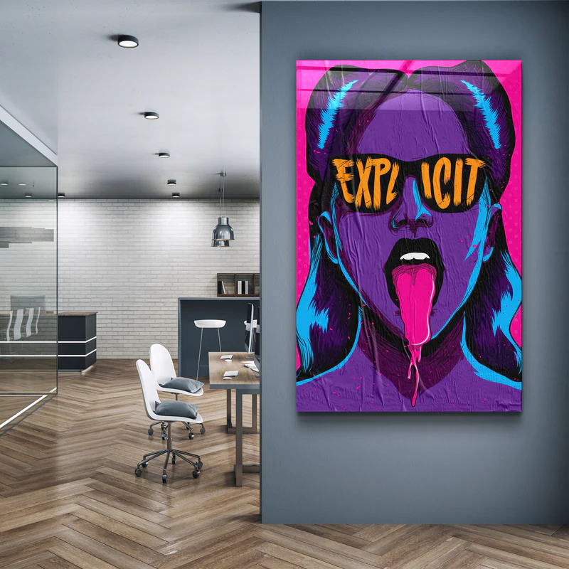・"Explicit - Purple"・Designer's Collection Glass Wall Art - Image 2