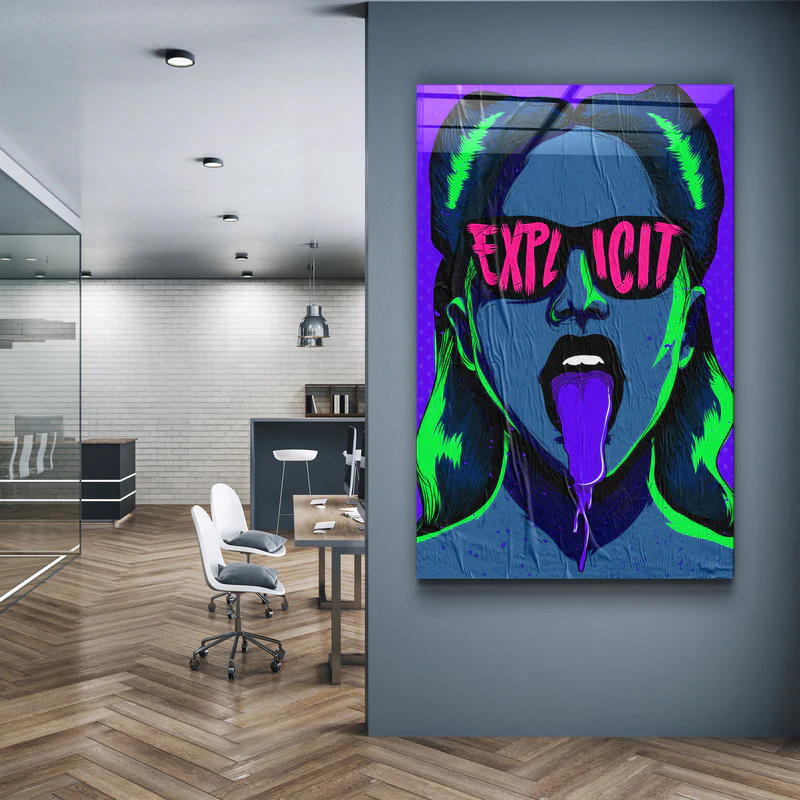 ・"Explicit - Blue"・Designer's Collection Glass Wall Art - Image 3
