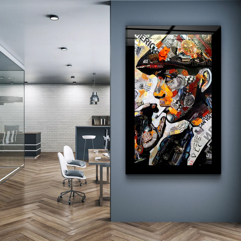・"Bordered T. Shelby Pop Art"・Designer's Collection Glass Wall Art - Image 2