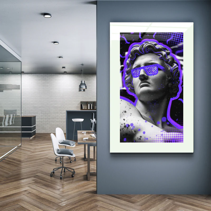 ・"Statue Pop Art Purple"・Designer's Collection Glass Wall Art - Image 3