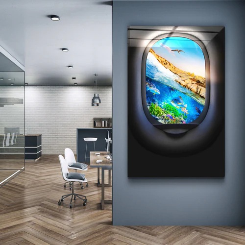 ・"Ocean Window"・Secret World Collection Glass Wall Art - Image 2