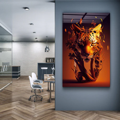 ・"Tiger Vase"・Secret World Collection Glass Wall Art - Image 2
