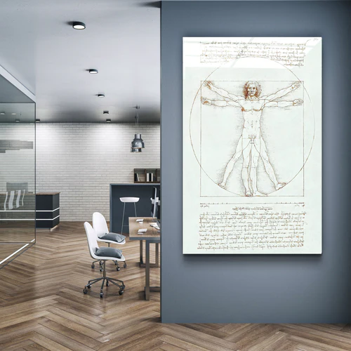 ・"Leonardo da Vinci's The Vitruvian Man 1498"・Glass Wall Art - Image 3