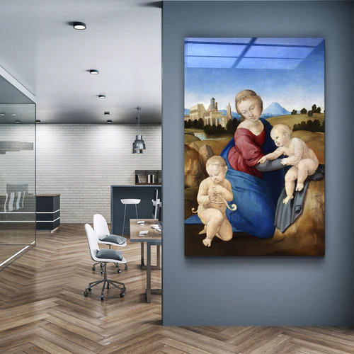 ・"Raphael's Madonna and Child with the Infant Saint John (1508)"・Glass Wall Art - Image 3