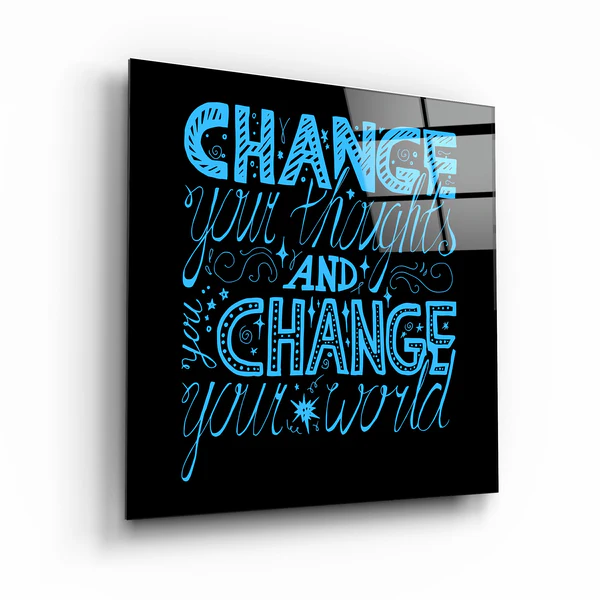 \・"Change Your World - Blue"・Glass Wall Art
