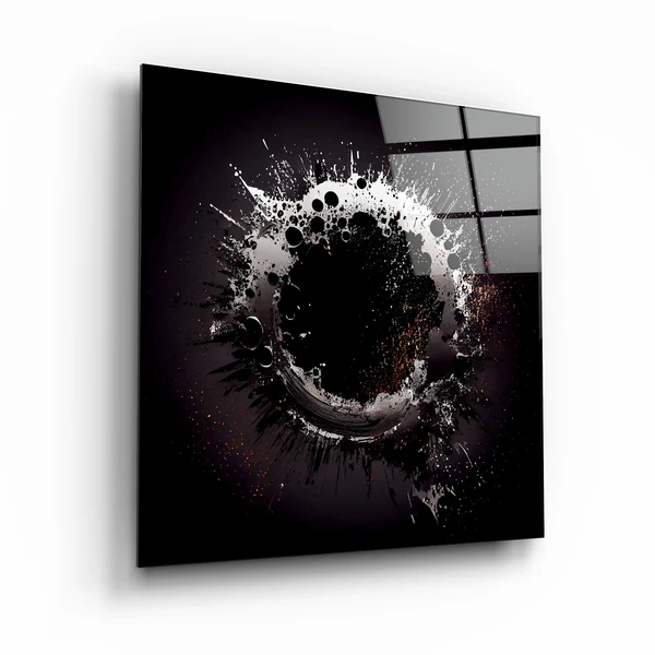 ."Paint Splash Ring-Grey". Designer's Collection Glass Wall Art - Image 3